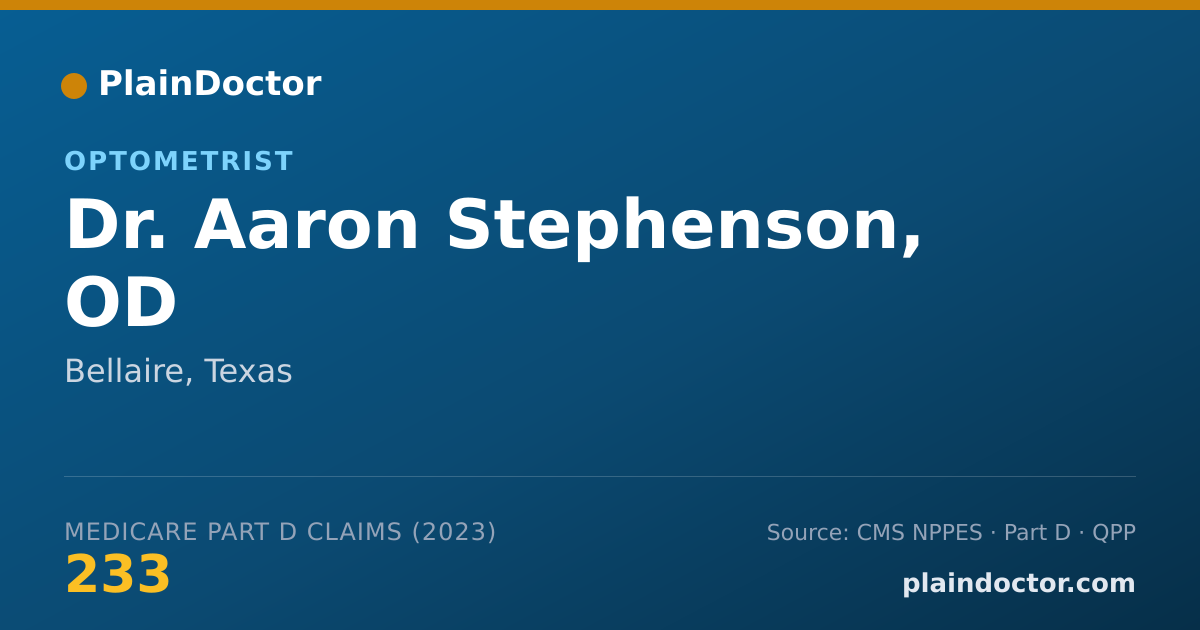 Shareable card for Aaron Stephenson, OD - Optometrist, Bellaire, TX