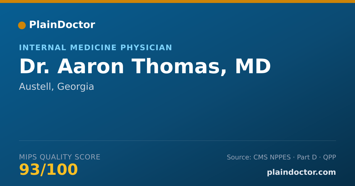 Shareable card for Aaron Thomas, MD - Internal Medicine Physician, Austell, GA