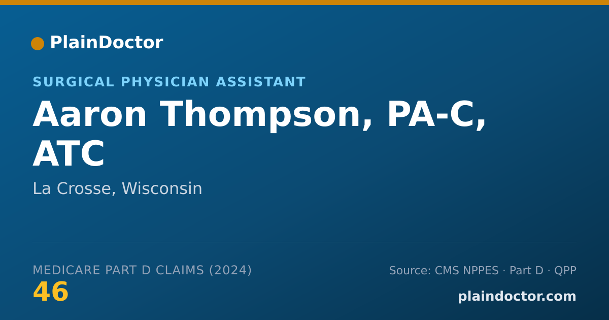 Shareable card for Aaron Thompson, PA-C, ATC - Surgical Physician Assistant, La Crosse, WI