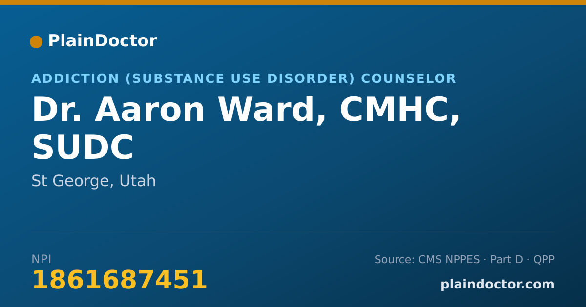 Shareable card for Aaron Ward, CMHC, SUDC - Addiction (Substance Use Disorder) Counselor, St George, UT