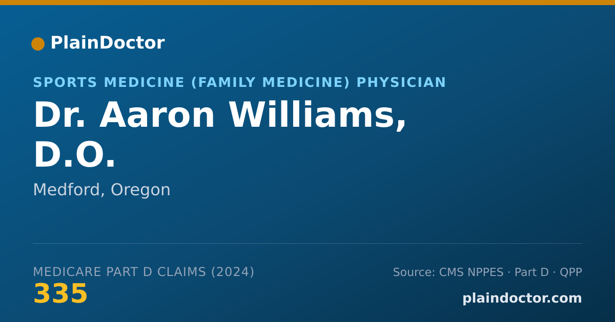 Shareable card for Aaron Williams, D.O. - Family Medicine Physician, Medford, OR