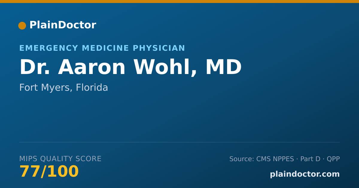 Shareable card for Aaron Wohl, MD - Emergency Medicine Physician, Fort Myers, FL