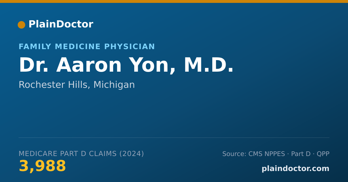 Shareable card for Aaron Yon, M.D. - Family Medicine Physician, Rochester Hills, MI