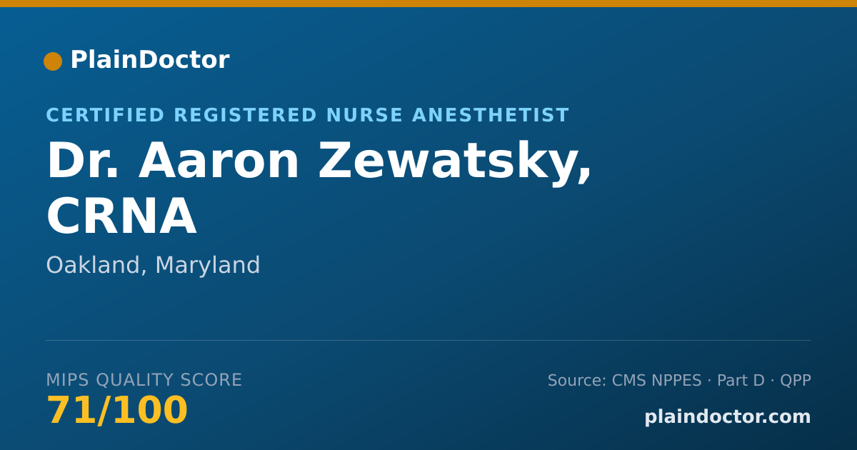 Shareable card for Aaron Zewatsky, CRNA - Certified Registered Nurse Anesthetist, Oakland, MD