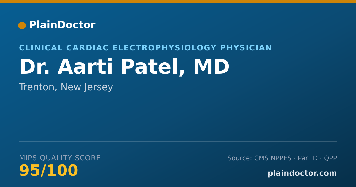 Shareable card for Aarti Patel, MD - Clinical Cardiac Electrophysiology Physician, Trenton, NJ