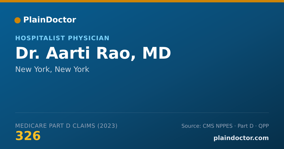Shareable card for Aarti Rao, MD - Hospitalist Physician, New York, NY