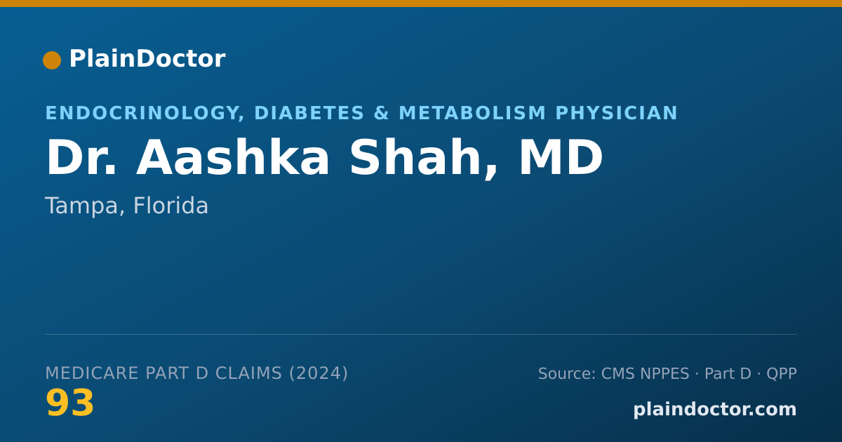 Shareable card for Aashka Shah, MD - Endocrinology, Diabetes & Metabolism Physician, Tampa, FL