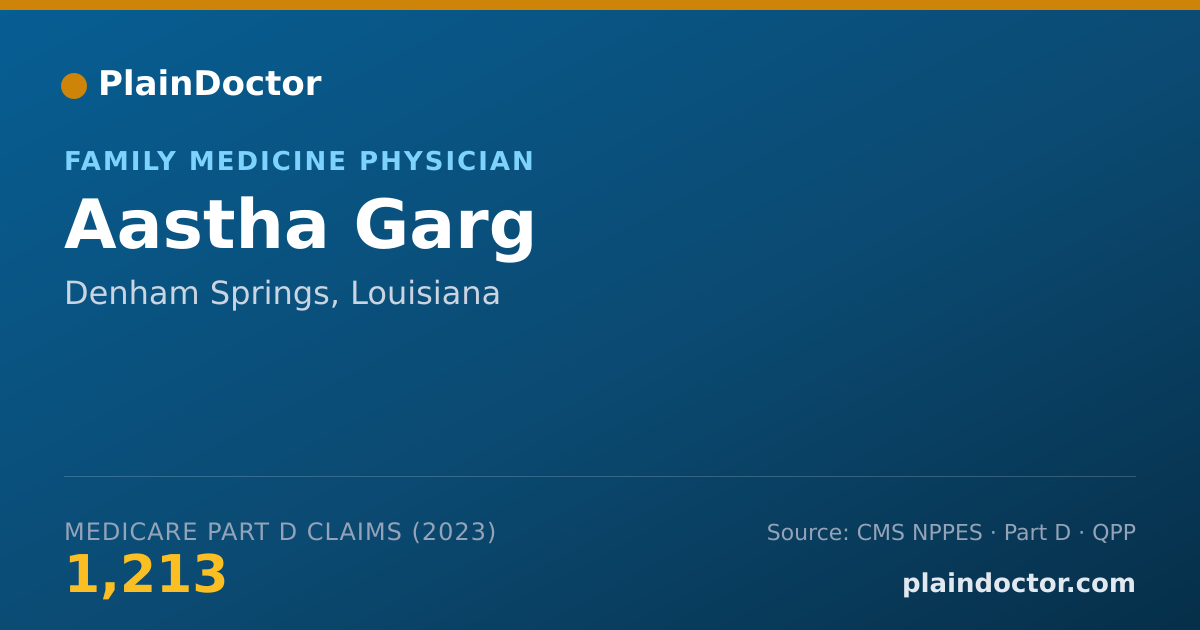 Shareable card for Aastha Garg - Family Medicine Physician, Denham Springs, LA