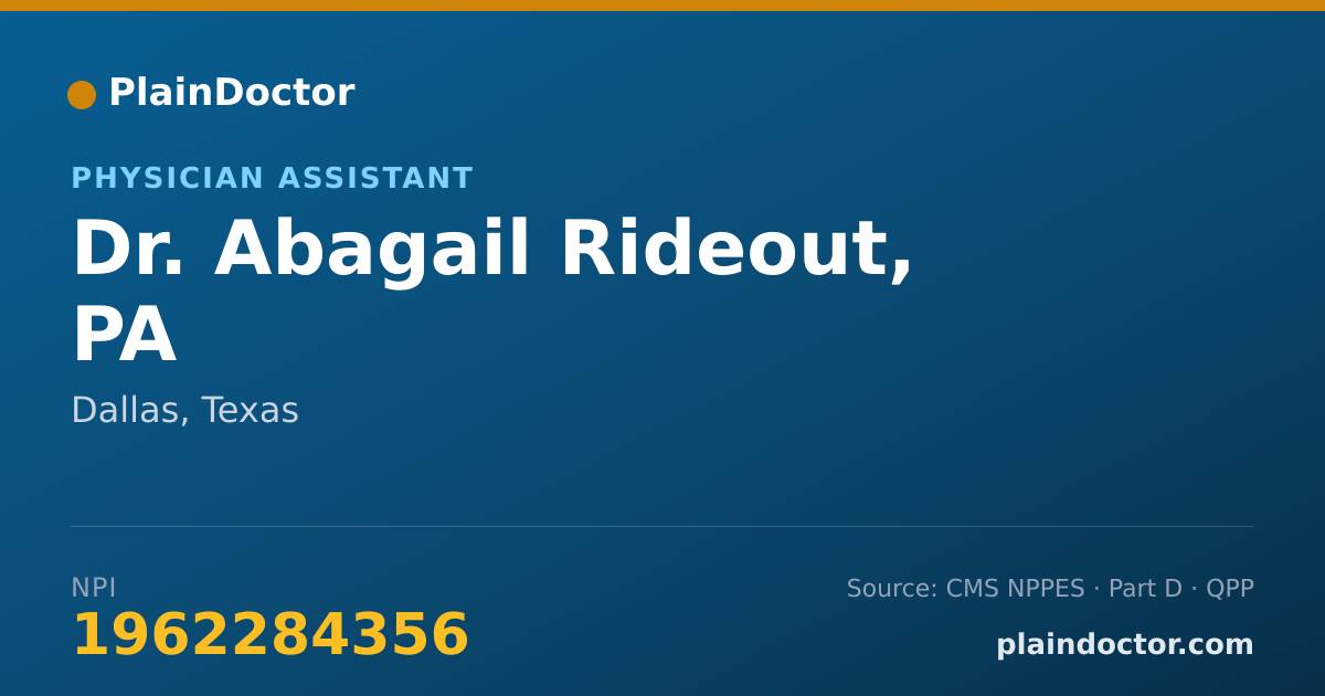Shareable card for Abagail Rideout, PA - Physician Assistant, Dallas, TX