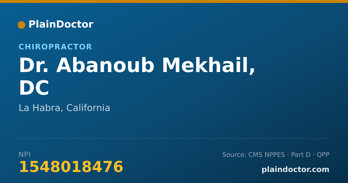 Shareable card for Abanoub Mekhail, DC - Chiropractor, La Habra, CA