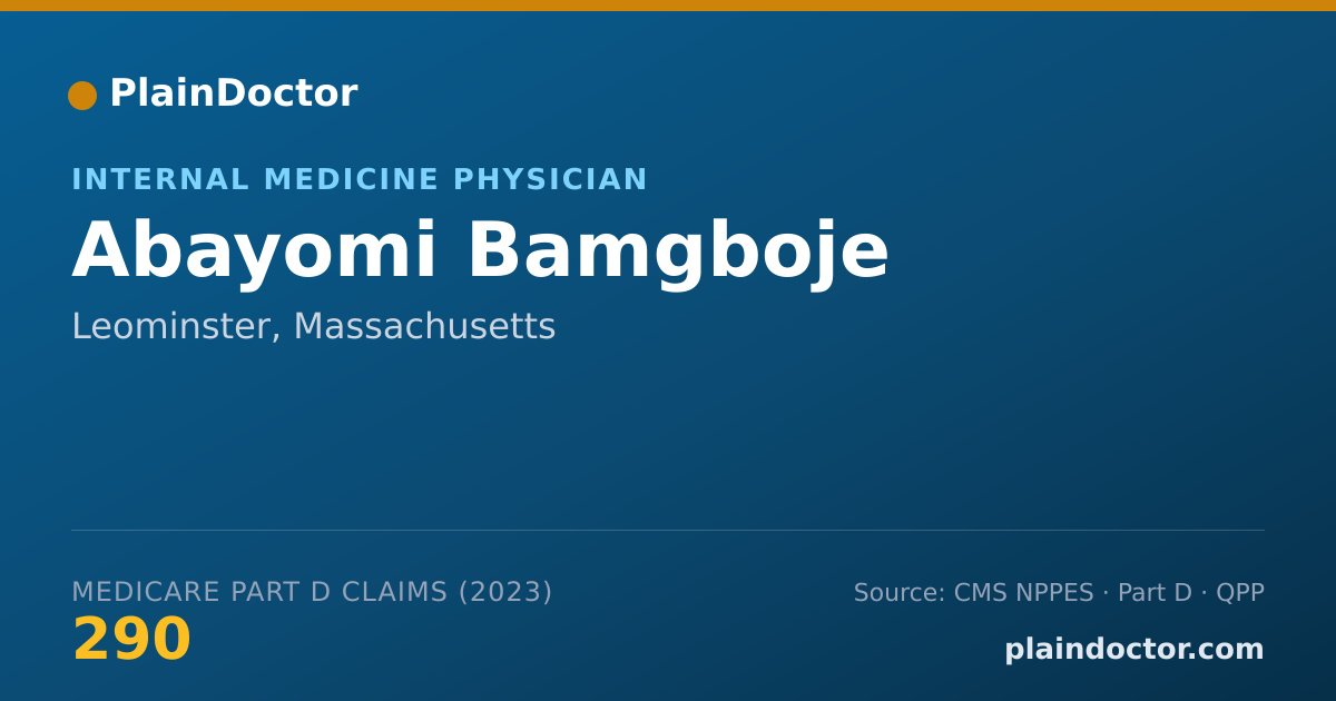 Shareable card for Abayomi Bamgboje - Internal Medicine Physician, Leominster, MA