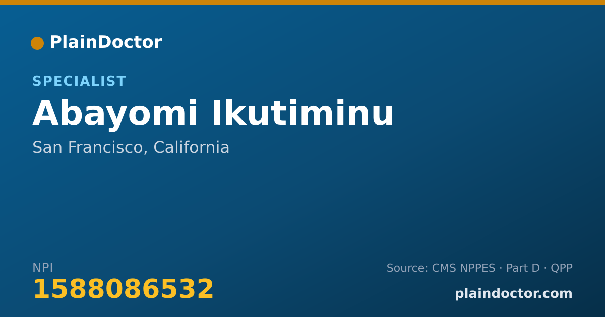 Shareable card for Abayomi Ikutiminu - Specialist, San Francisco, CA