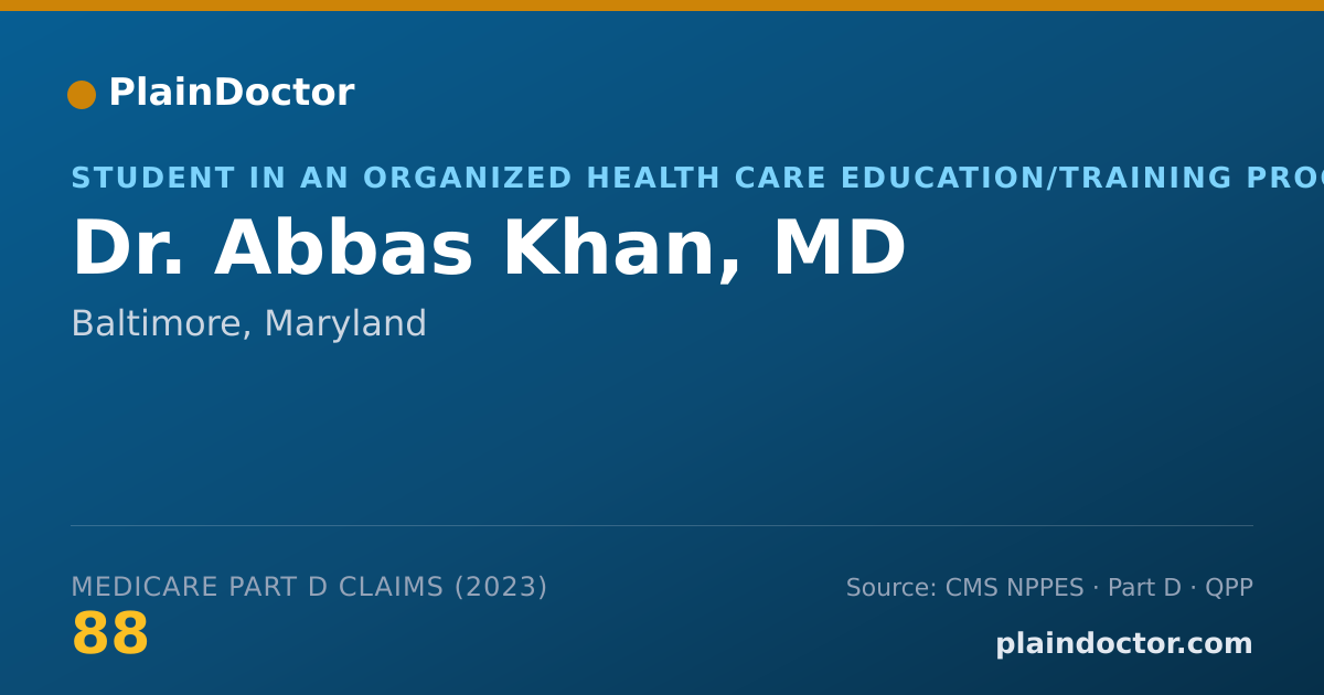 Shareable card for Abbas Khan, MD - Student in an Organized Health Care Education/Training Program, Baltimore, MD