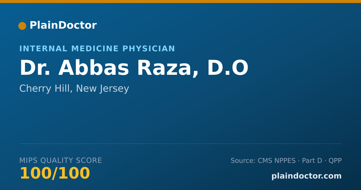 Shareable card for Abbas Raza, D.O - Internal Medicine Physician, Cherry Hill, NJ