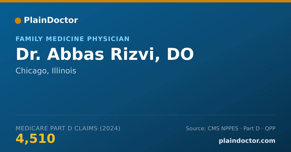 Shareable card for Abbas Rizvi, DO - Family Medicine Physician, Chicago, IL