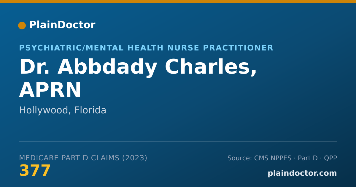Shareable card for Abbdady Charles, APRN - Psychiatric/Mental Health Nurse Practitioner, Hollywood, FL
