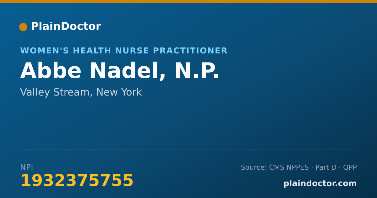 Shareable card for Abbe Nadel, N.P. - Women's Health Nurse Practitioner, Valley Stream, NY