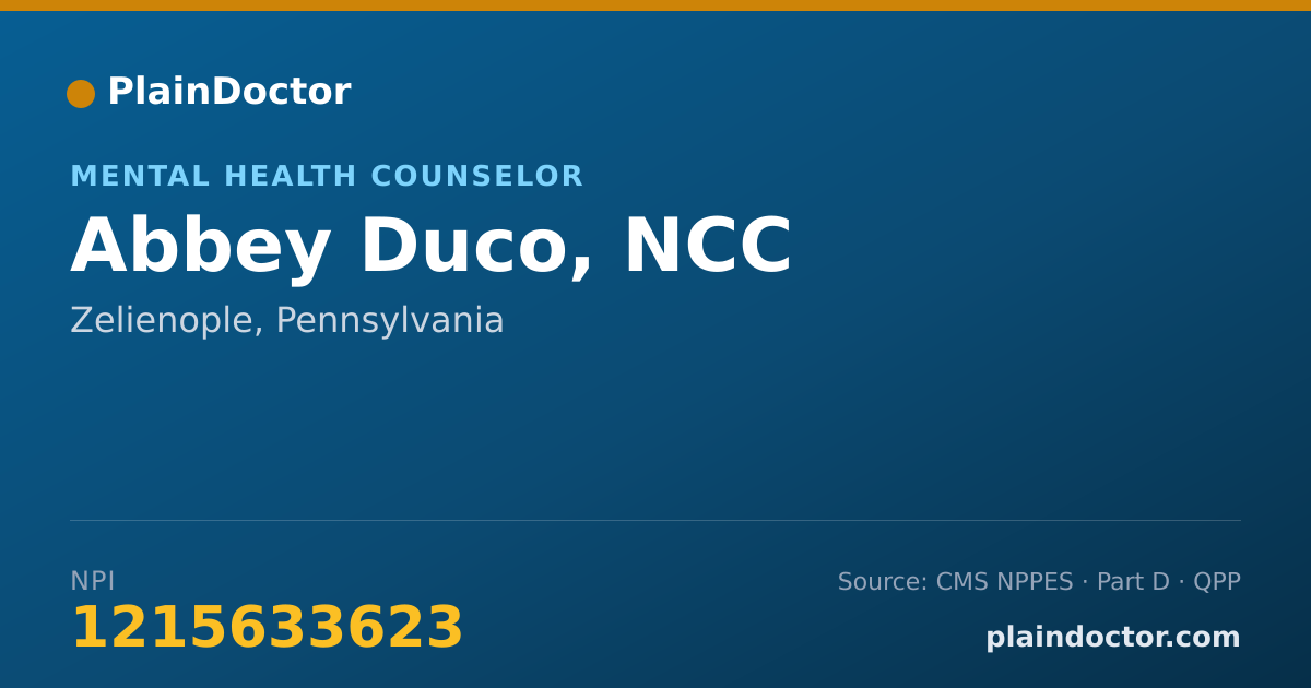 Shareable card for Abbey Duco, NCC - Mental Health Counselor, Zelienople, PA