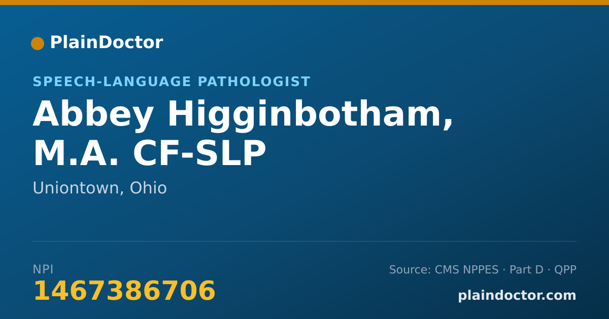 Shareable card for Abbey Higginbotham, M.A. CF-SLP - Speech-Language Pathologist, Uniontown, OH