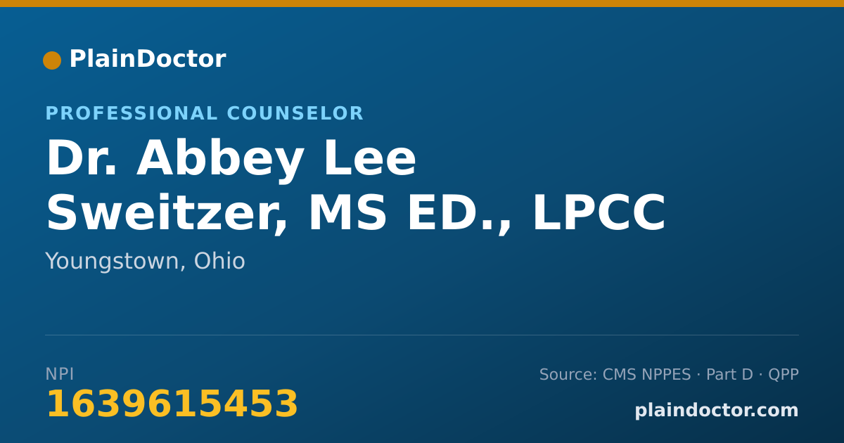 Shareable card for Abbey Lee Sweitzer, MS ED., LPCC - Professional Counselor, Youngstown, OH