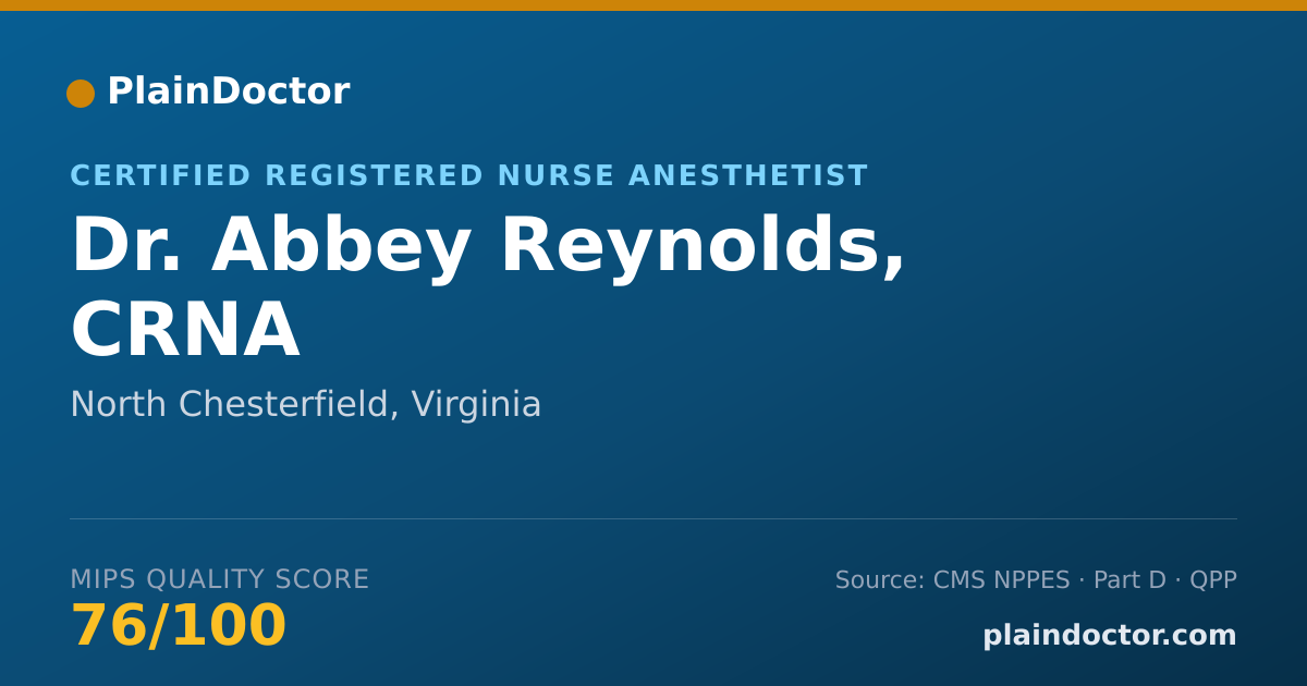Shareable card for Abbey Reynolds, CRNA - Certified Registered Nurse Anesthetist, North Chesterfield, VA