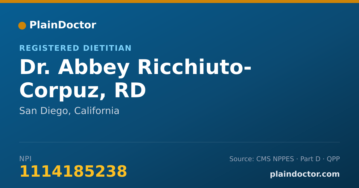 Shareable card for Abbey Ricchiuto- Corpuz, RD - Registered Dietitian, San Diego, CA