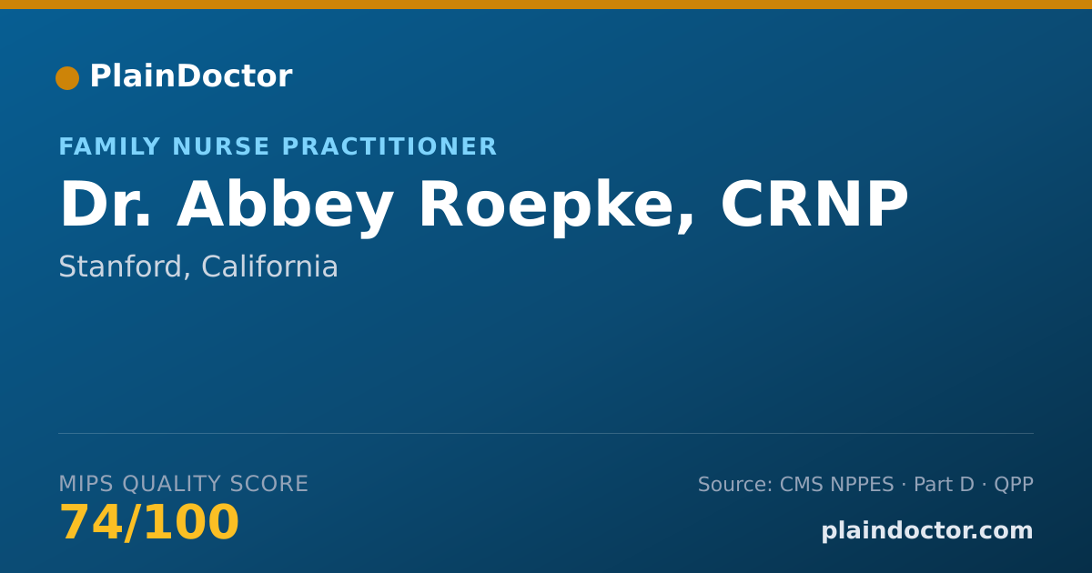 Shareable card for Abbey Roepke, CRNP - Family Nurse Practitioner, Stanford, CA