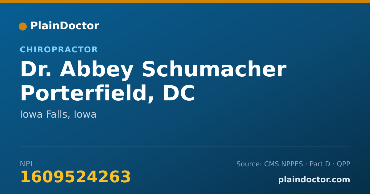 Shareable card for Abbey Schumacher Porterfield, DC - Chiropractor, Iowa Falls, IA