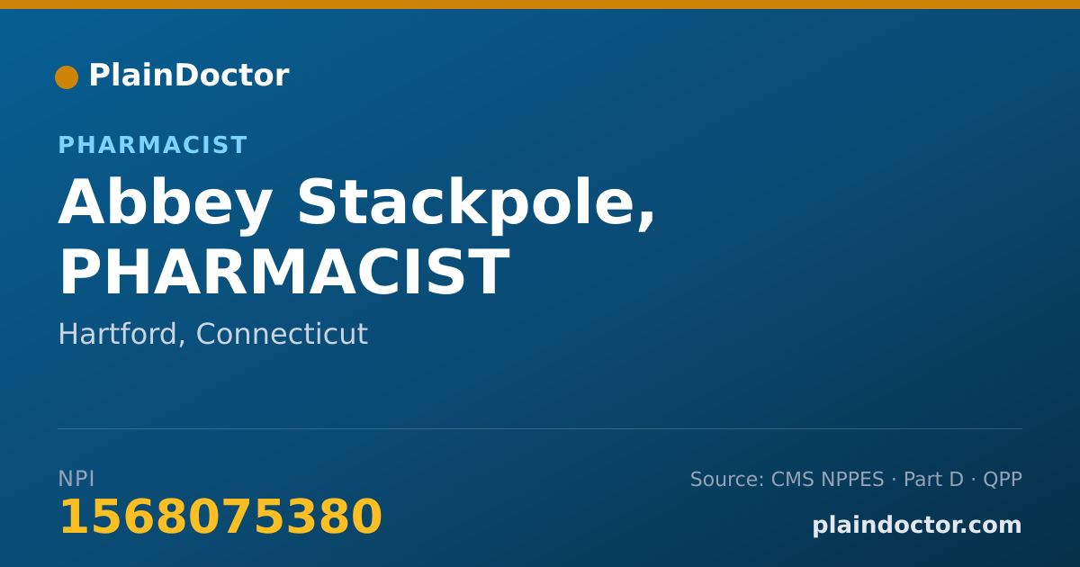 Shareable card for Abbey Stackpole, PHARMACIST - Pharmacist, Hartford, CT
