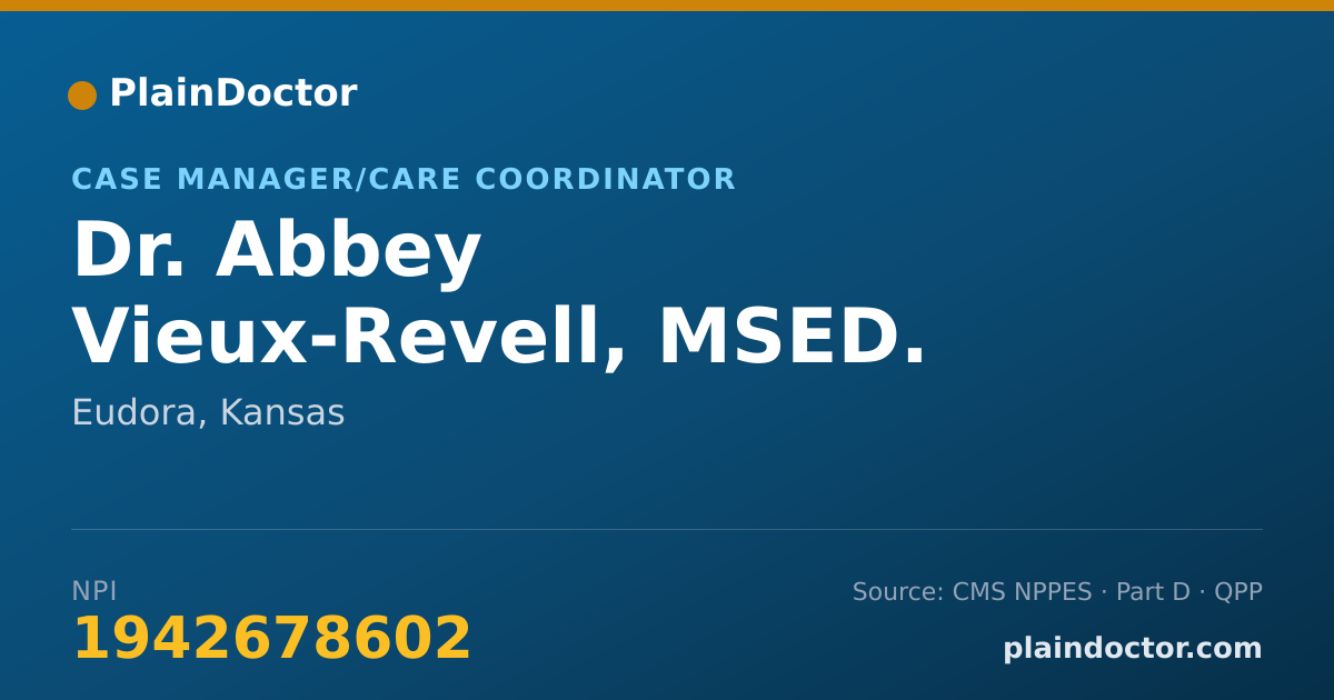 Shareable card for Abbey Vieux-Revell, MSED. - Case Manager/Care Coordinator, Eudora, KS