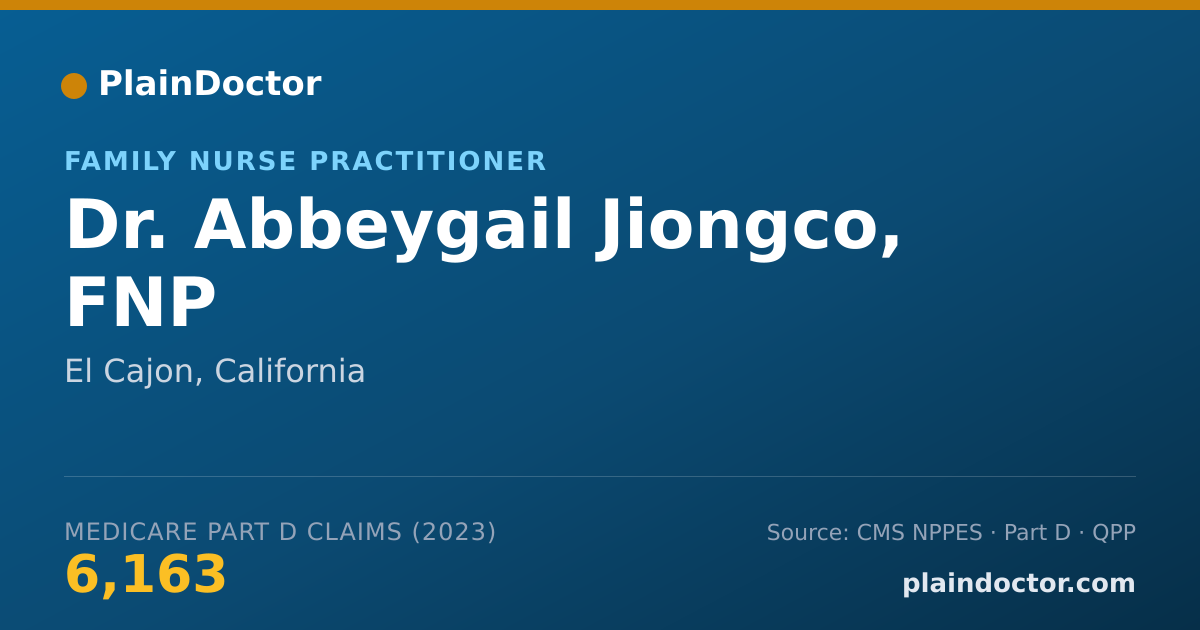 Shareable card for Abbeygail Jiongco, FNP - Family Nurse Practitioner, El Cajon, CA