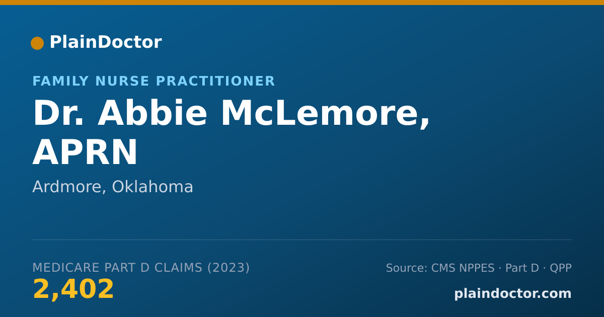 Shareable card for Abbie McLemore, APRN - Family Nurse Practitioner, Ardmore, OK