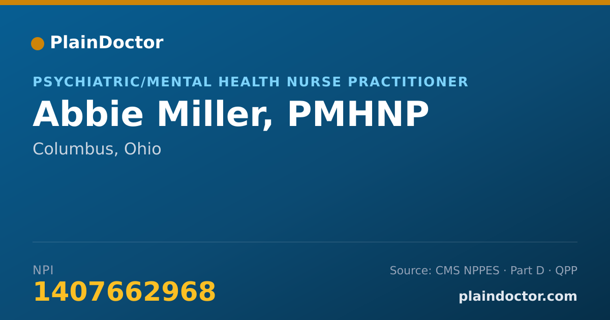 Shareable card for Abbie Miller, PMHNP - Psychiatric/Mental Health Nurse Practitioner, Columbus, OH
