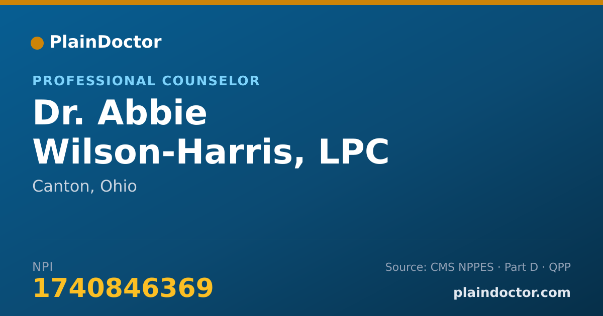 Shareable card for Abbie Wilson-Harris, LPC - Professional Counselor, Canton, OH