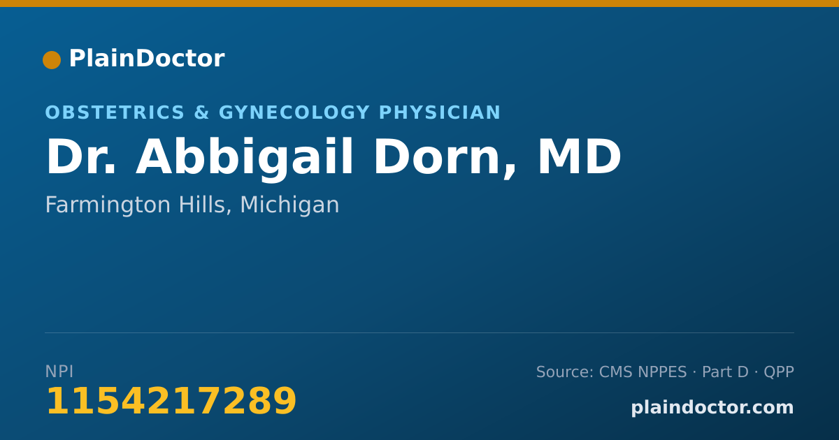 Shareable card for Abbigail Dorn, MD - Obstetrics & Gynecology Physician, Farmington Hills, MI