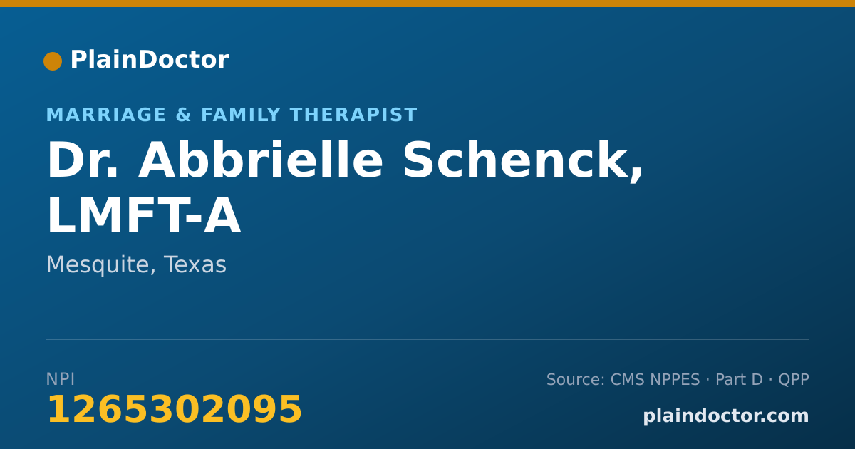 Shareable card for Abbrielle Schenck, LMFT-A - Marriage & Family Therapist, Mesquite, TX