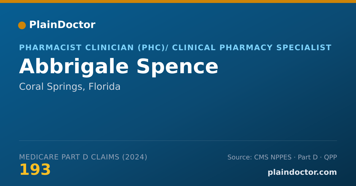 Shareable card for Abbrigale Spence - Pharmacist Clinician (PhC)/ Clinical Pharmacy Specialist, Coral Springs, FL