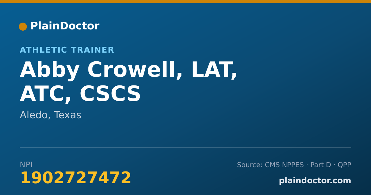 Shareable card for Abby Crowell, LAT, ATC, CSCS - Athletic Trainer, Aledo, TX