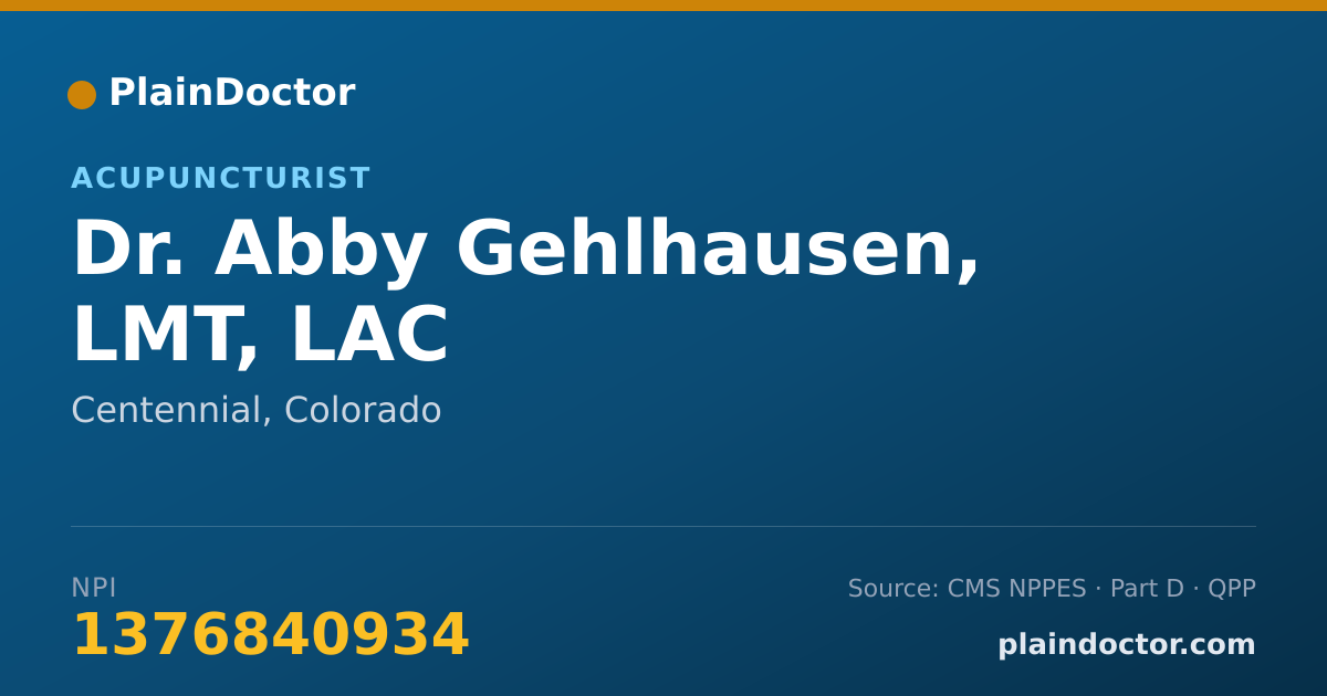 Shareable card for Abby Gehlhausen, LMT, LAC - Acupuncturist, Centennial, CO