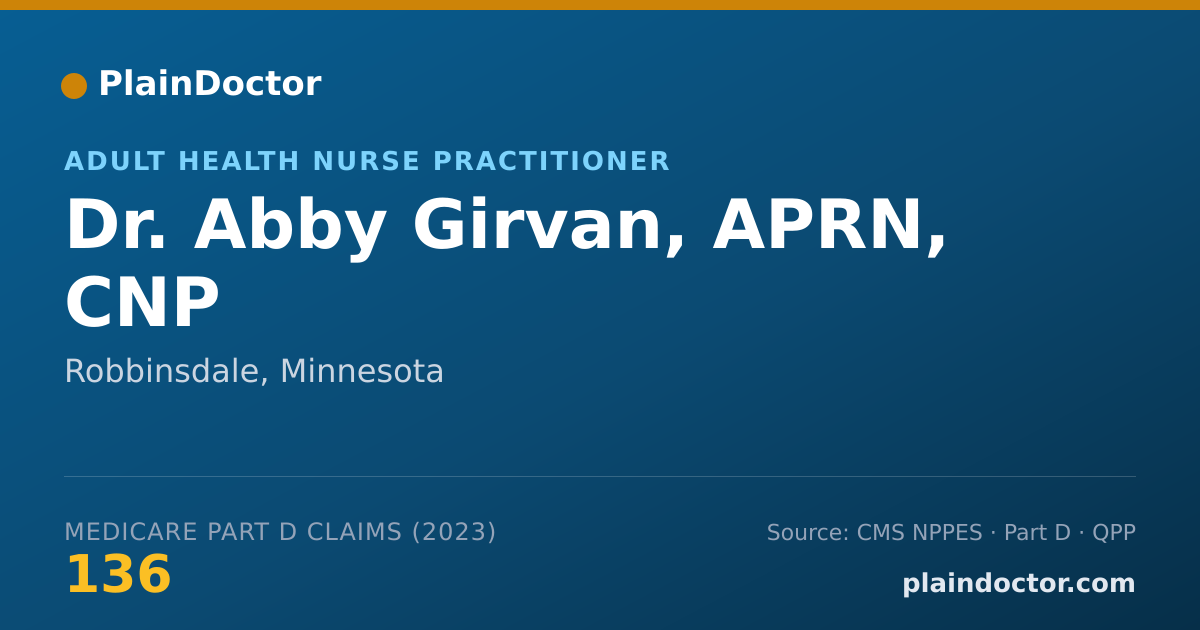 Shareable card for Abby Girvan, APRN, CNP - Adult Health Nurse Practitioner, Robbinsdale, MN