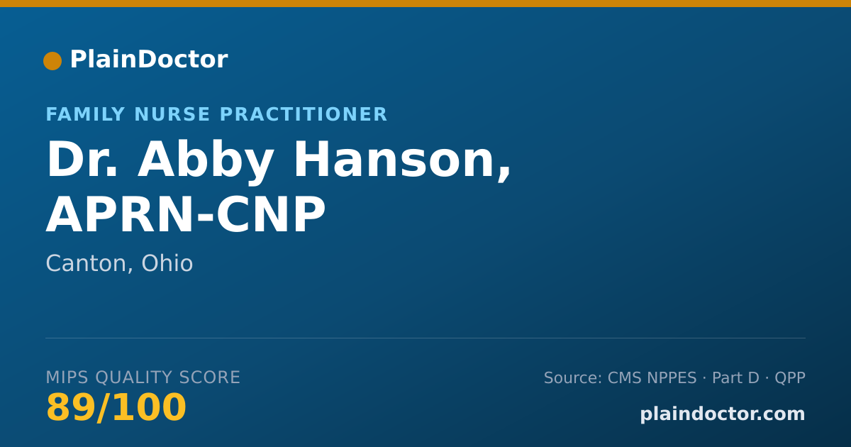Shareable card for Abby Hanson, APRN-CNP - Family Nurse Practitioner, Canton, OH
