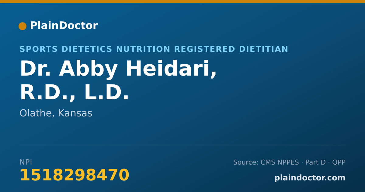 Shareable card for Abby Heidari, R.D., L.D. - Sports Dietetics Nutrition Registered Dietitian, Olathe, KS