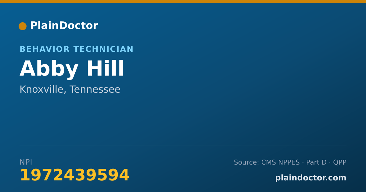 Shareable card for Abby Hill - Behavior Technician, Knoxville, TN
