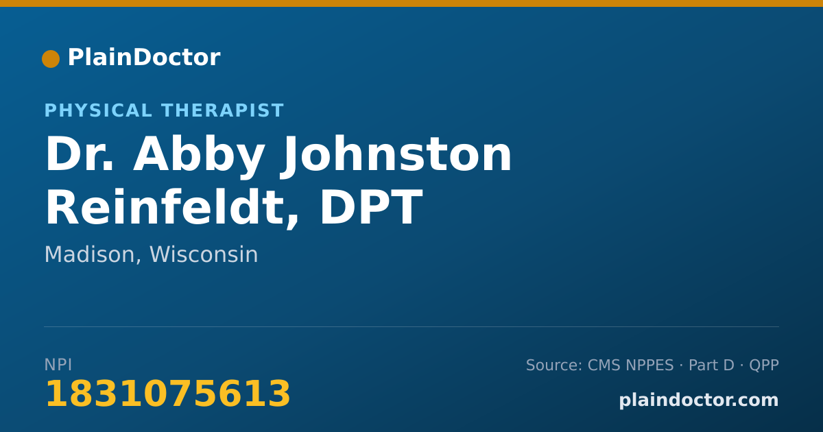 Shareable card for Abby Johnston Reinfeldt, DPT - Physical Therapist, Madison, WI