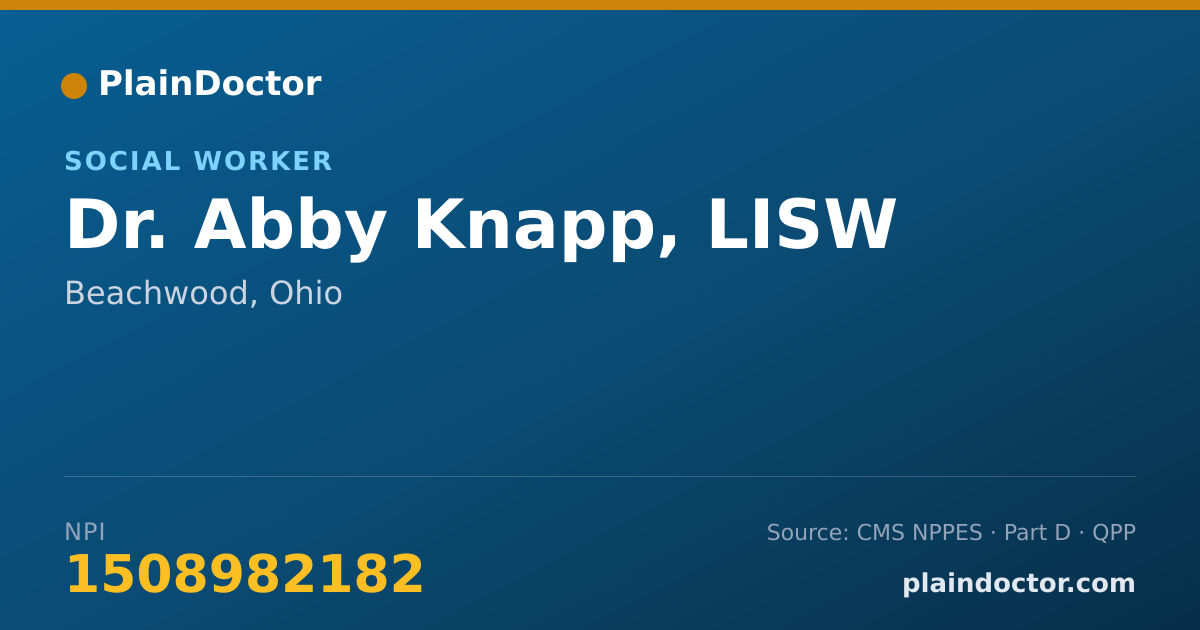 Shareable card for Abby Knapp, LISW - Social Worker, Beachwood, OH