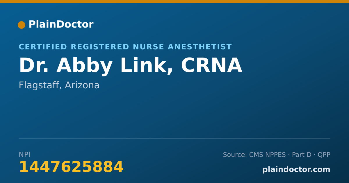 Shareable card for Abby Link, CRNA - Certified Registered Nurse Anesthetist, Flagstaff, AZ
