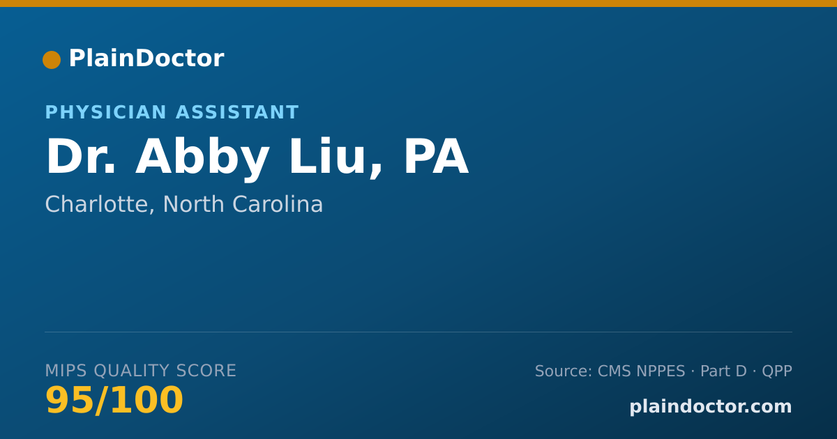 Shareable card for Abby Liu, PA - Physician Assistant, Charlotte, NC