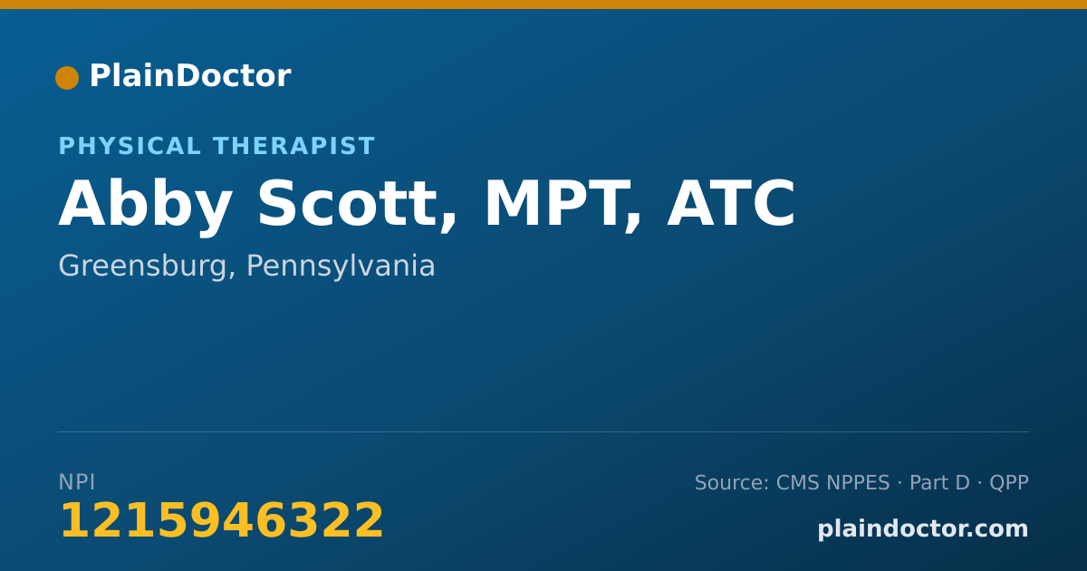 Shareable card for Abby Scott, MPT, ATC - Physical Therapist, Greensburg, PA