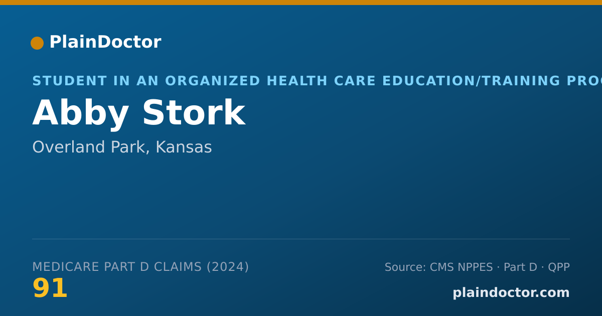 Shareable card for Abby Stork - Student in an Organized Health Care Education/Training Program, Overland Park, KS