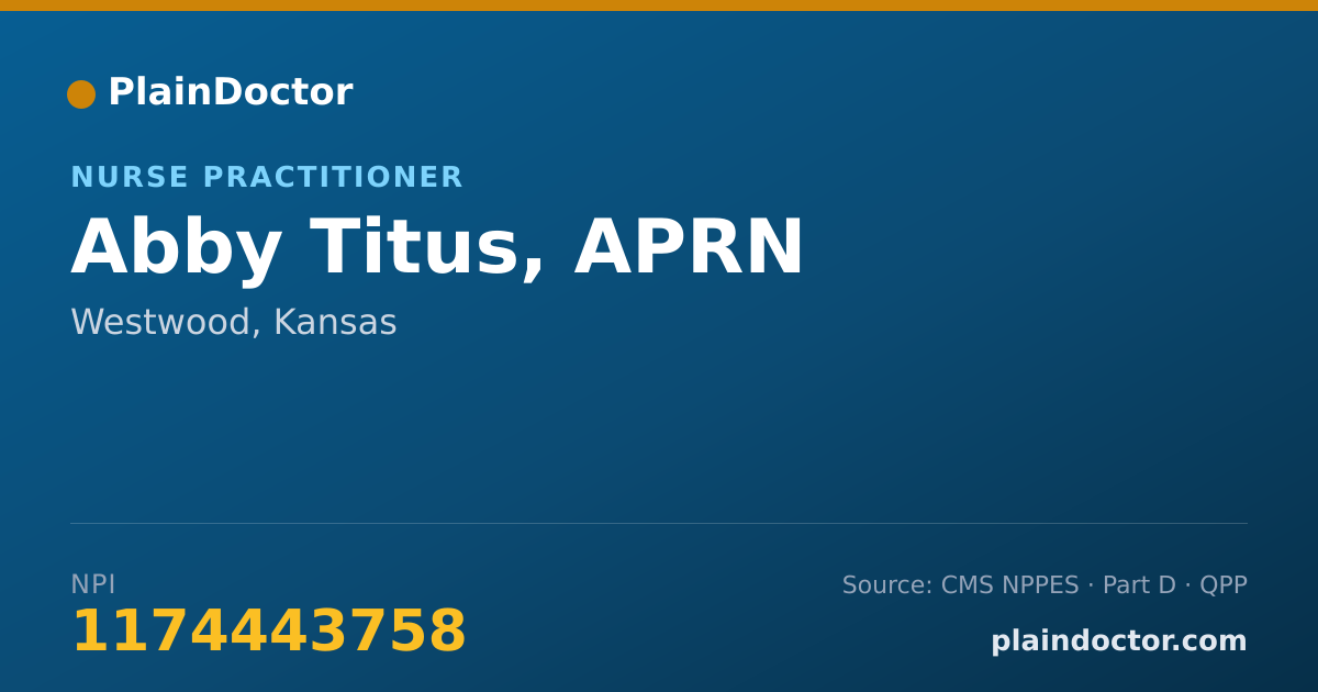 Shareable card for Abby Titus, APRN - Nurse Practitioner, Westwood, KS